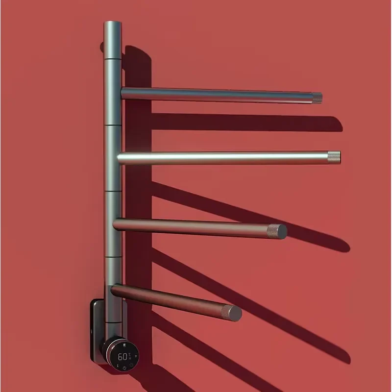 Smart Electric Towel Rack Wall Mounted Heated Bathroom Rail Constant Temperature Rotating Dryer for Home Hotel Bath Accessory