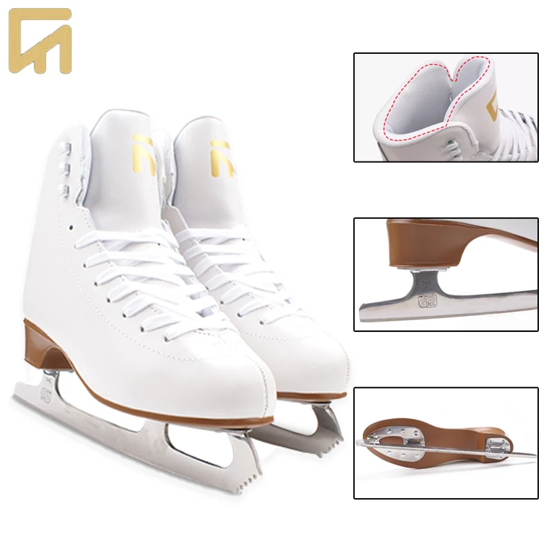 Unisex Thicken Ice Figure Skating Shoes Thicken Leather Professional Ice Blade Skate Shoes Kid Adults Teenagers For Beginner