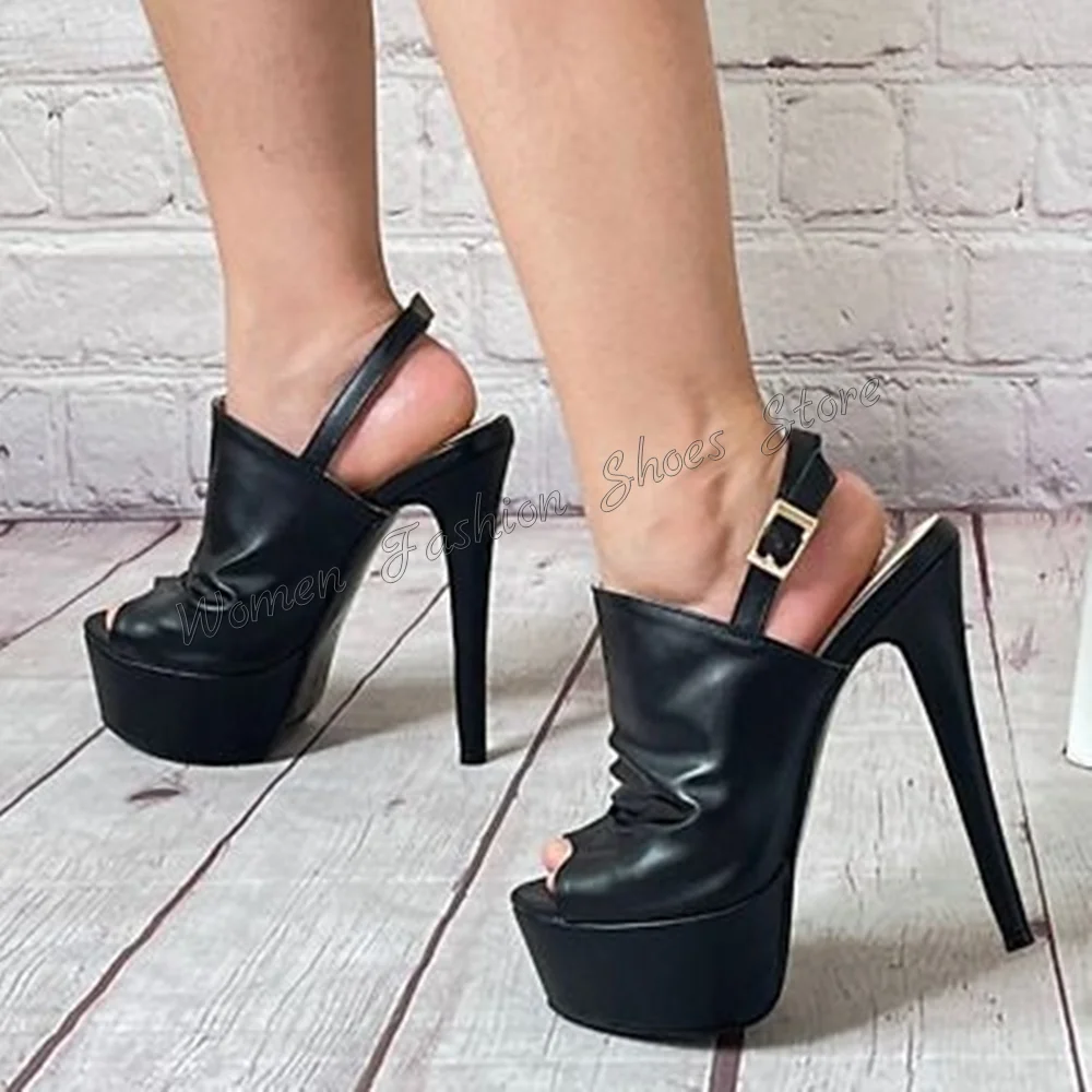 Black Platform Peep Toe Pleated Pumps Stilettos High Heels High Heel Shoes for Women Fashion Heels 2024 New Zapatos Para Mujere