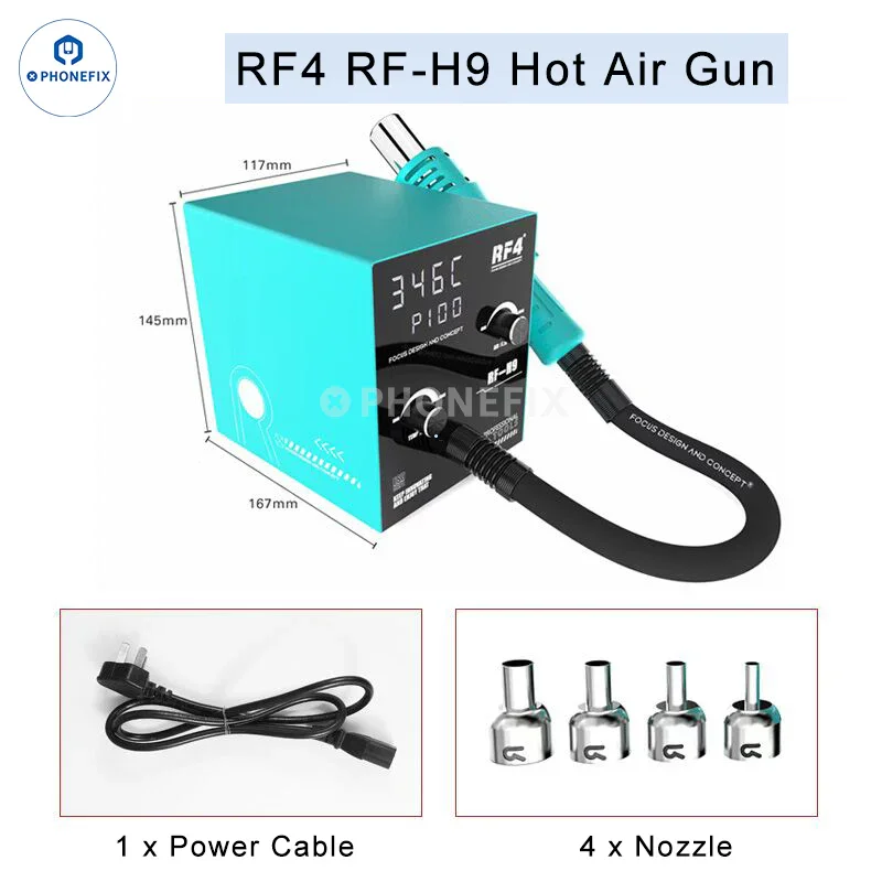 

RF4 RF-H9 Direct Hot Air Gun Rework Station for Mobile Phone PCB SMD Circuit BGA Chips Soldering De-soldering Repair Tool