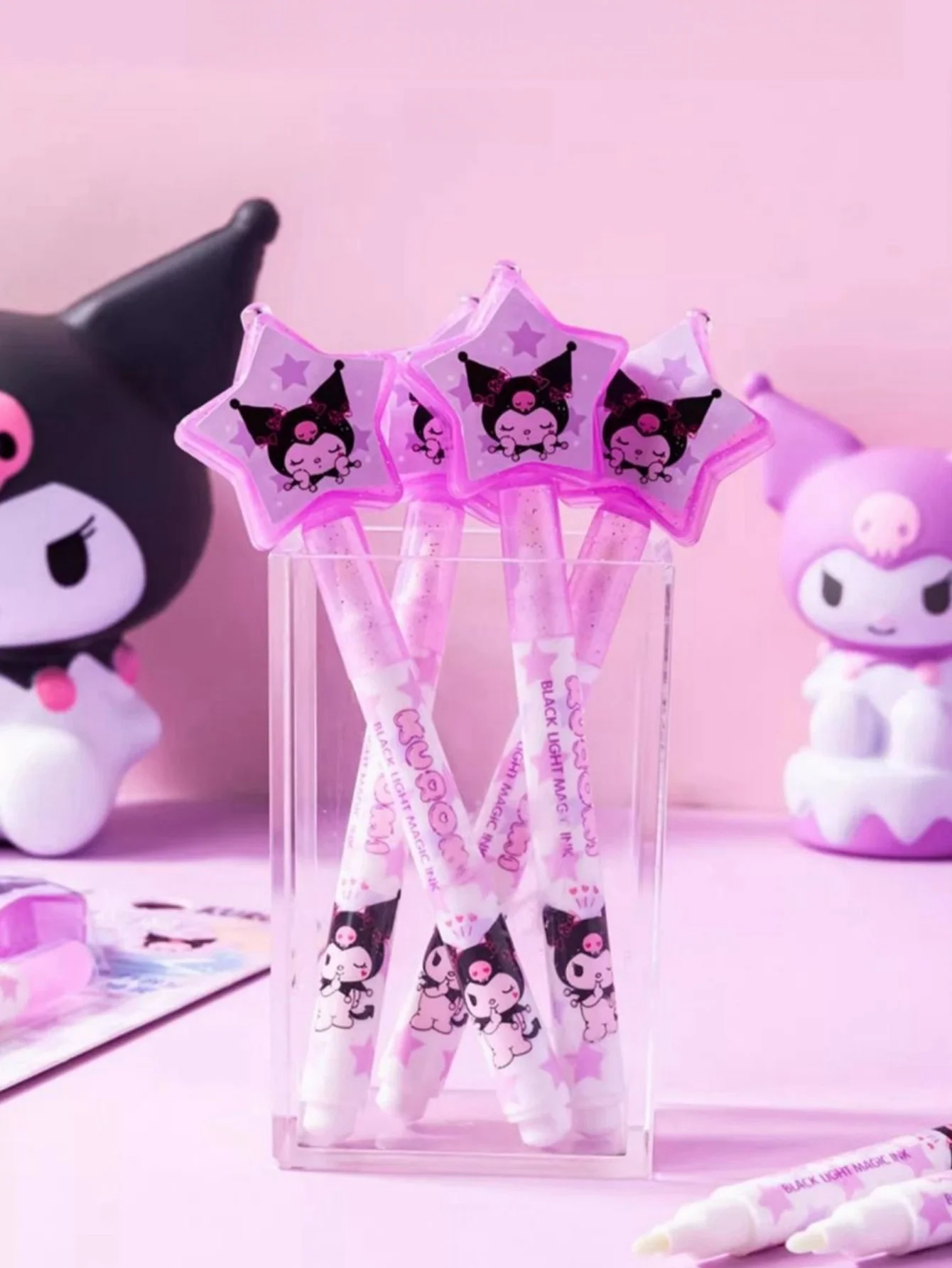 2 Stück Kuromi Cinnamon Roll Unsichtbare Fluoreszierende Marker UV-Licht-Stifte My Melody Secret Pen Geschenke für Schüler – Detail 6