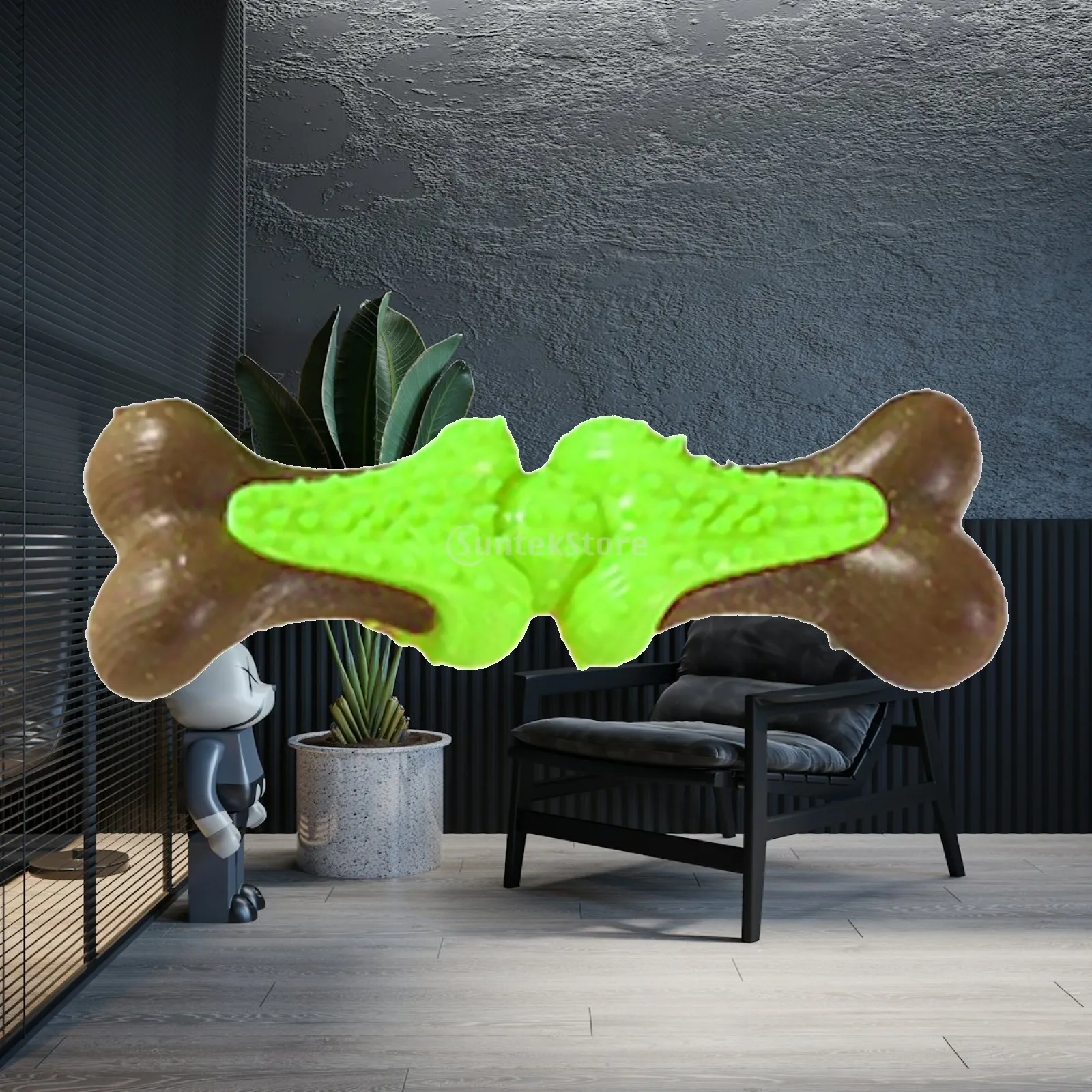 Chew Resistant Dog Bone Toy for Large Breed Puppy Teething Interactive Play Toothbrush Dental Hygiene Indoor Exercise