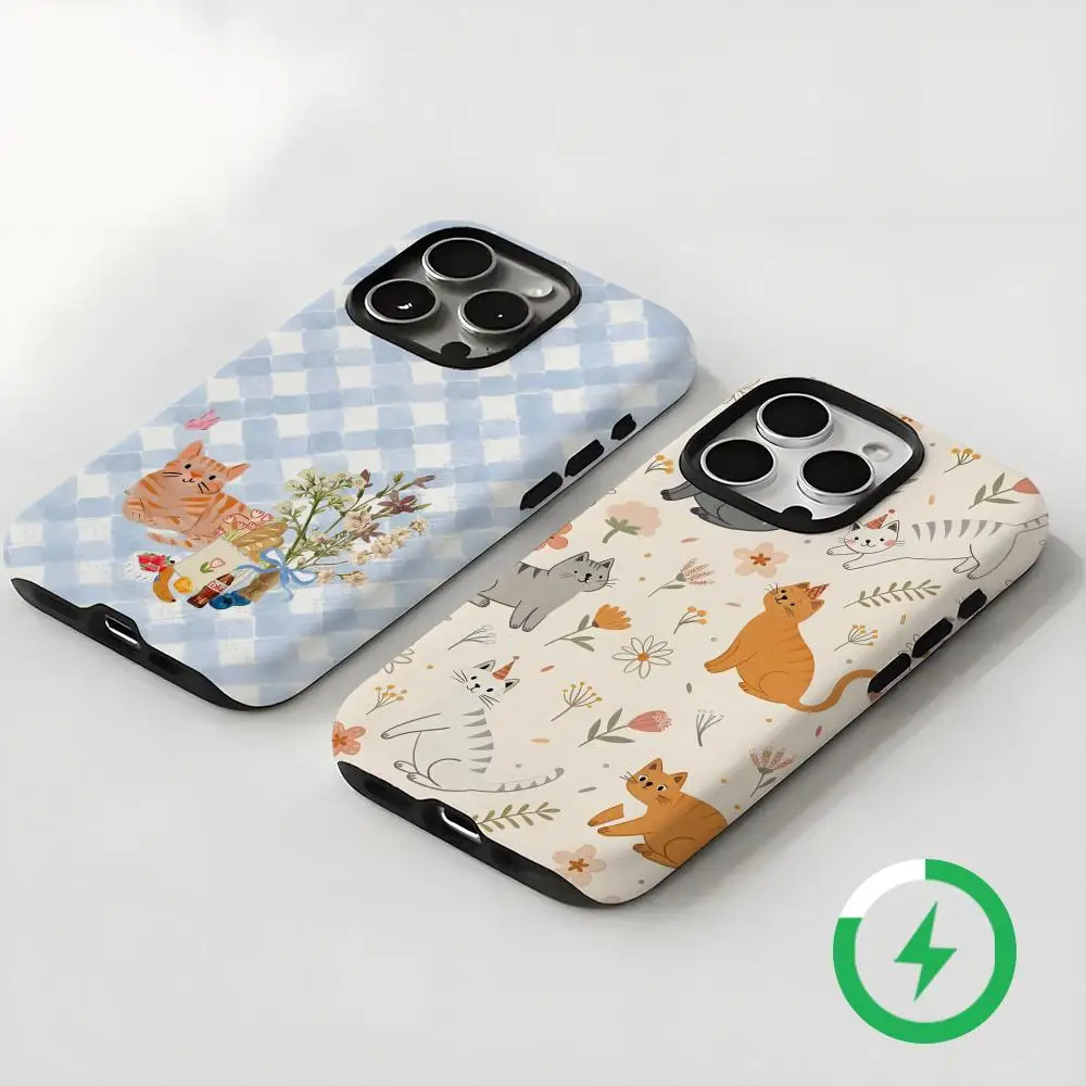 Cute cats and dogs  Phone Case Magnetic 2-in-1 Glossy shell  For iPhone 16e 16 15 14 13 12 11 Pro Max Plus mini XS view 2
