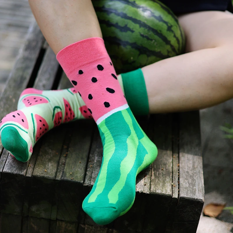 AB version asymmetrical couple trend medium high cotton color socks