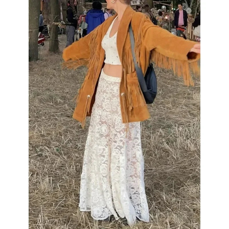 Fashion Lace Long Skirts for Women High Waist See Through Sexy Skirt Versatile Solid Color Loose Casual Autumn Winter New Spring