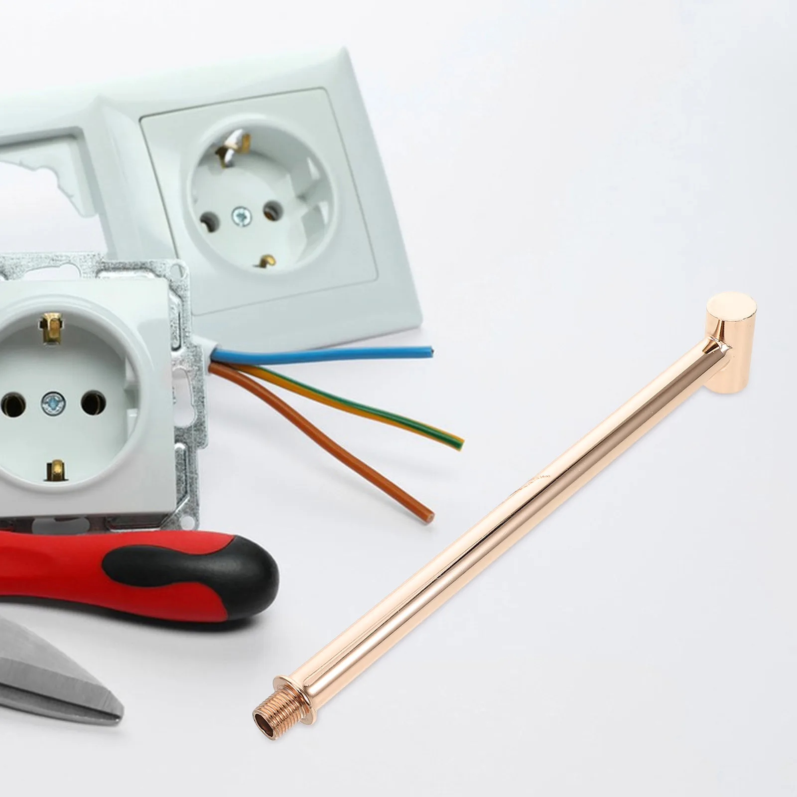 أجزاء مصباح الجدار T-شكل M10 أنبوب مستقيم ملولب خيط ذهبي فرنسي أنبوب مجوف من الحديد لتقوم بها بنفسك جذع مصباح لضوء أرضية الطاولة #5