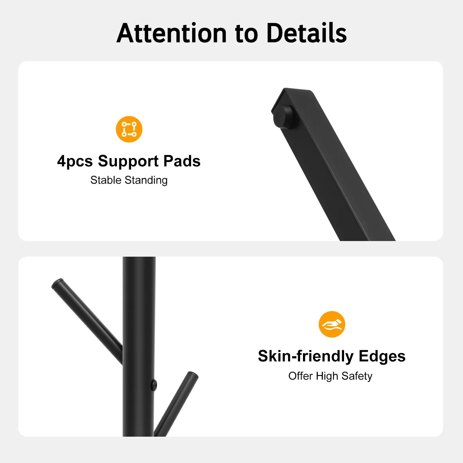 Cabide de galhos de árvores, suporte de casaco preto espesso, base em forma de cruz, tamanho compacto, grande capacidade de 2205 libras, com 7 ganchos