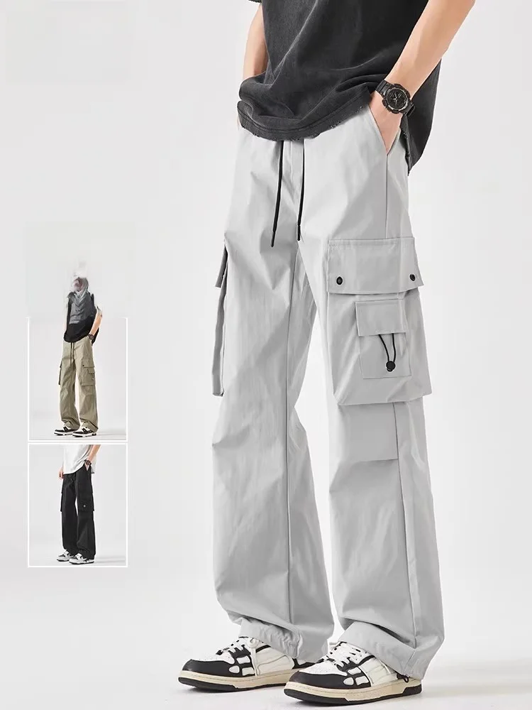 

Свободные прямые тонкие летние брюки для спецодежды. Мужские повседневные брюки. Функциональные брюки свободного покроя. Дышащие удобные длинные брюки.