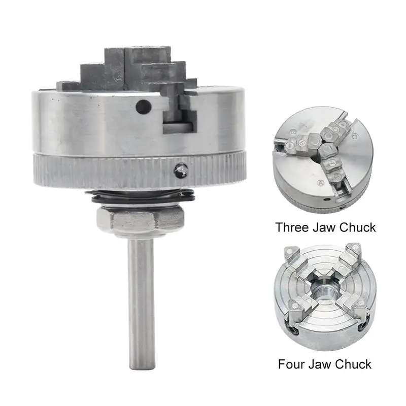 1SET Zinc Alloy 4 Jaw/3 Jaw Manual Lathe Chuck 48mm Self-Centering W/ Mounting Bolts for Grinding Milling Lathe Machines Tools