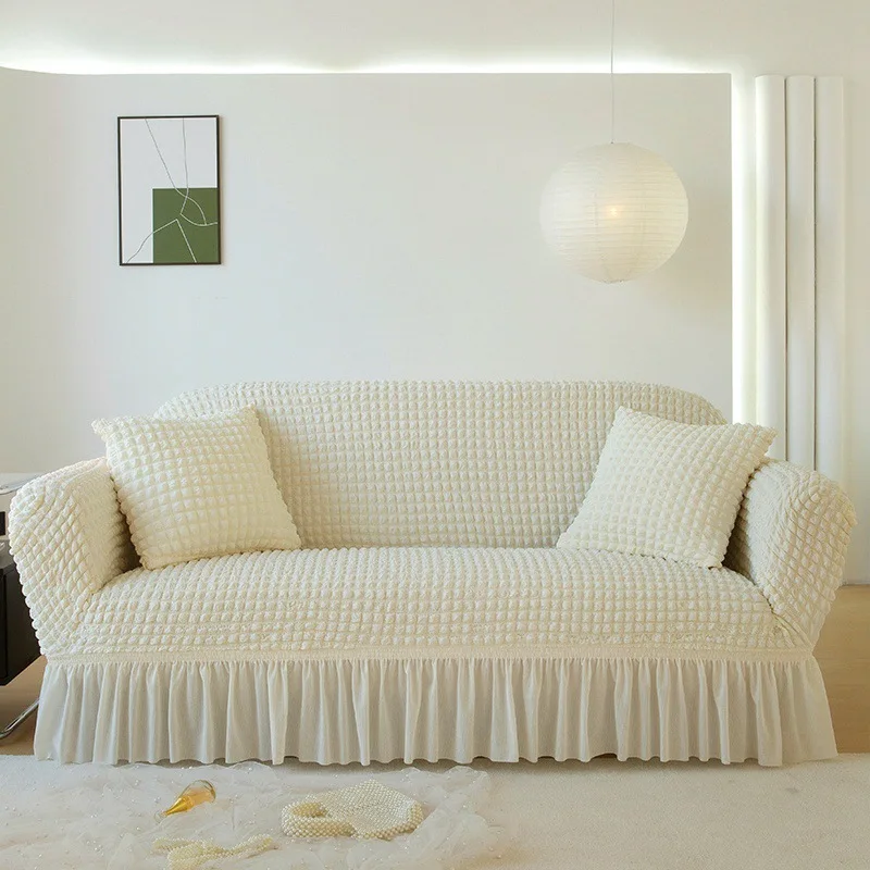 Sofa Cover Seersucker Sofa Slipcover High Stretch Couch Cover Thick Corner Sofa Protector Elastic Corner Couch Covers