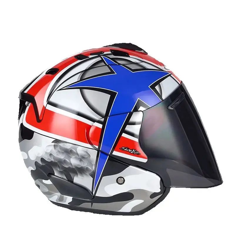 Casco mezzo casco Starfish di seconda generazione Casco da motociclista da corsa a faccia aperta Casco da scooter estivo di sicurezza per donna e uomo