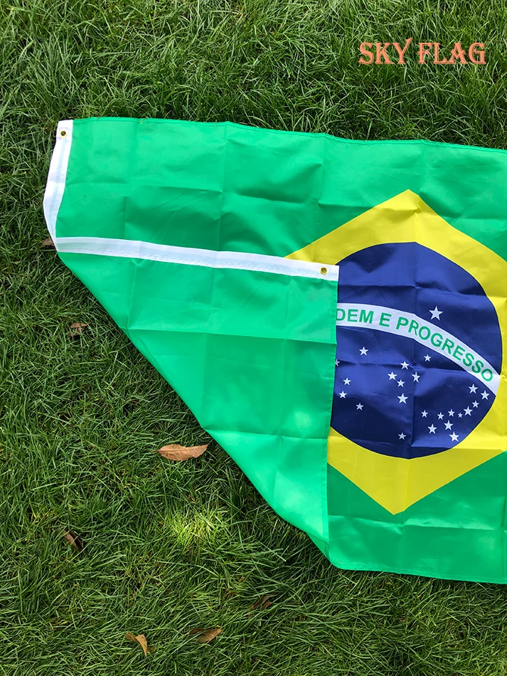 SKY FLAG Bandera grande de Brasil 90x150 cm Estampado digital de poliéster colgante Bandera brasileña de Brasil para celebración