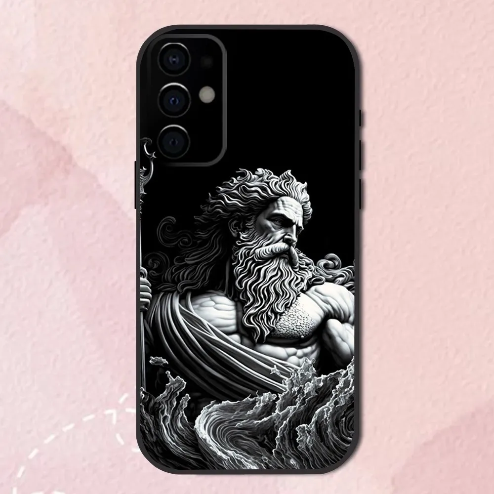 Greek God Statue Face Zeus Phone Case For Samsung S24,S21,S22,S23,S30,Ultra,S20,Plus,Fe,Lite,Note,10,9,5G Black Soft Shell