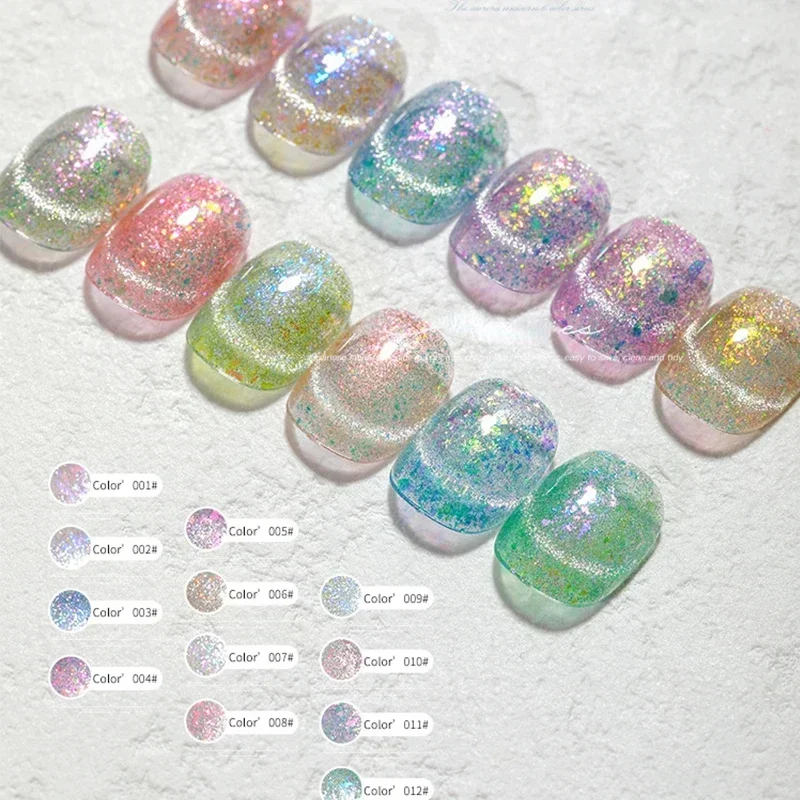 

10ml Glass Cat Magnetic Nail Gel Polish For Nails Glitter Semi-Transparent Nail Art Soak Off UV Gel Varnish Manicure