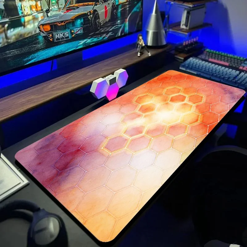 VIKAMA Speed Flow Light Honeycomb Large Gaming Mouse Pad Anti Slip Rubber Bottom Waterproof Extended Keyboard Desk Mat