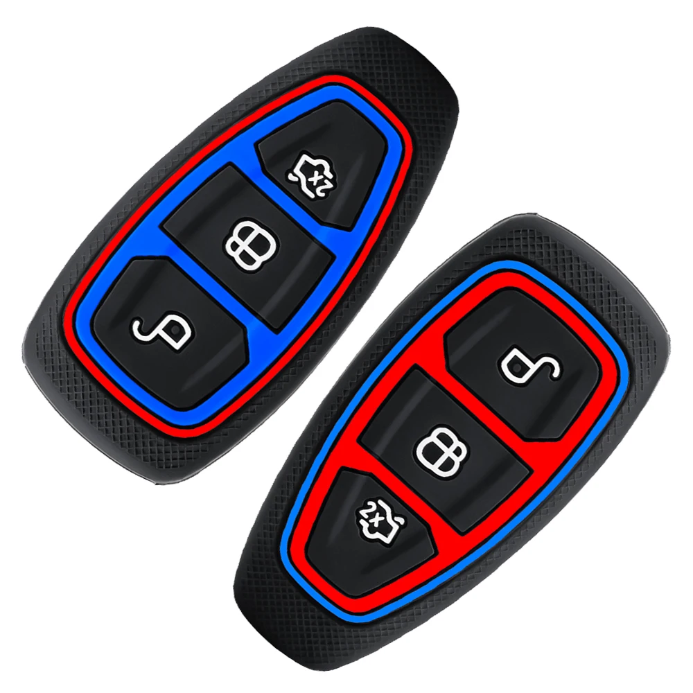 Car Key Pack for Ford ST Line Fiesta Focus Mondeo Ecosport Kuga Puma Edge Escape Metallic Silicone Car Key Fob Case Accessories