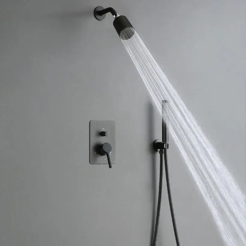 

Shower System Faucet Set Brass Wall Mount Mixer Taps With Top Shower And Hand Held Shower Head Bathroom Mixer Tap Ducha Bathtub