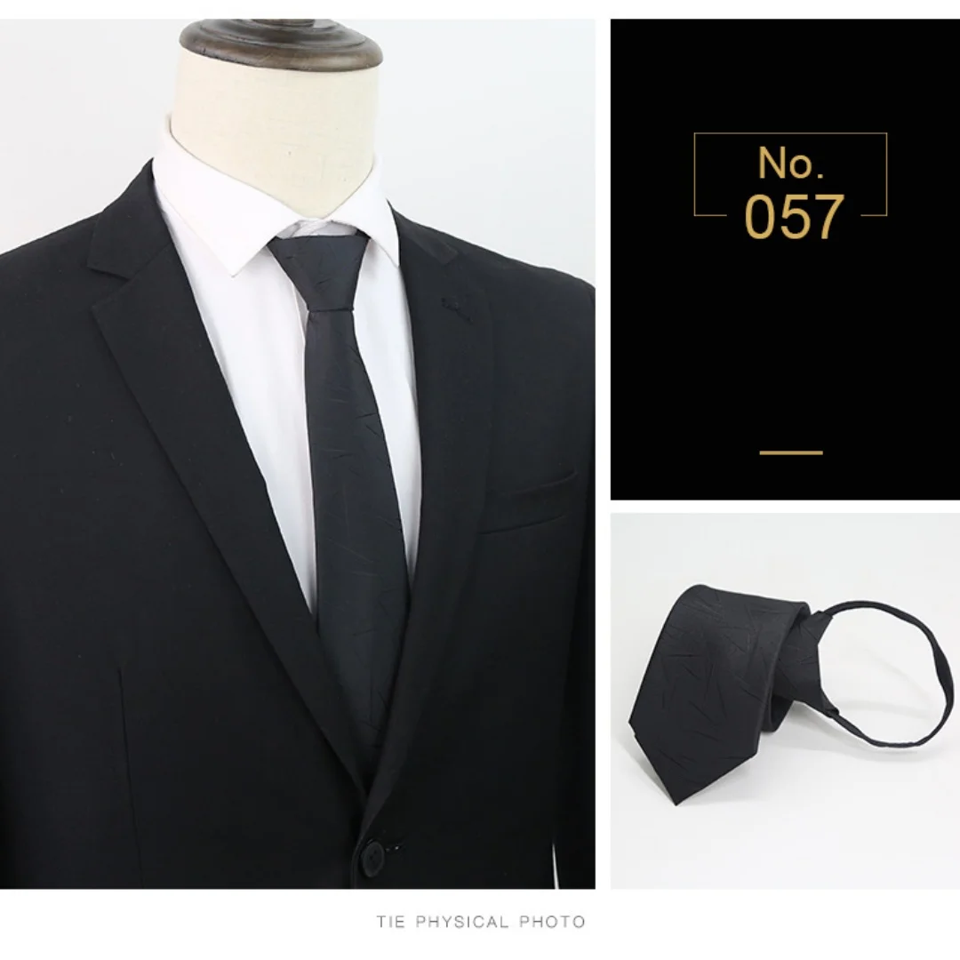 ربطات عنق سوداء بسحاب للرجال 7 سم ربطات عنق ضيقة مخططة صلبة للرجال ربطات عنق أوتوماتيكية بسحاب ربطات عنق زرقاء كسول