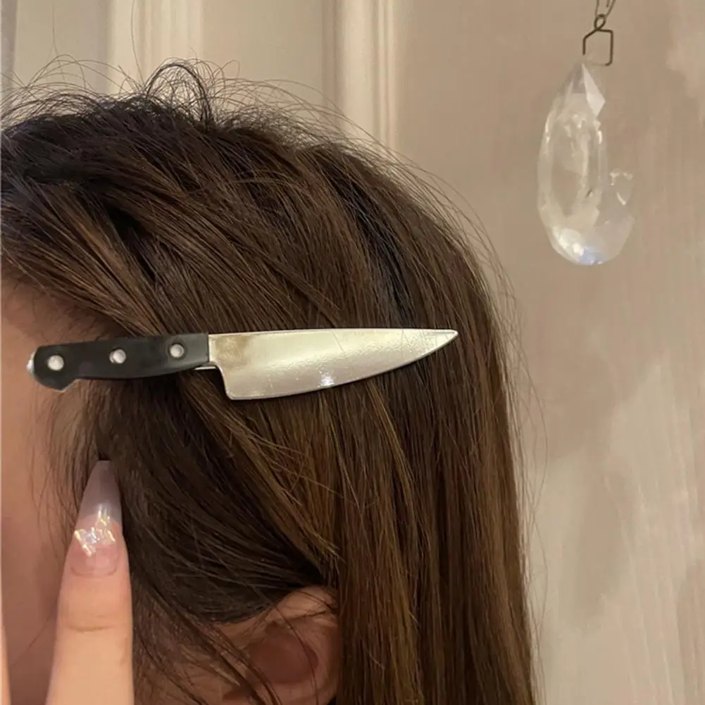 Funny Emulation Knife Hair Clips Cutter Shape Hairpin Mirror-like Cutter Edge Knif Hairpin Cutter Hair Clip Girls Bang Hairpin