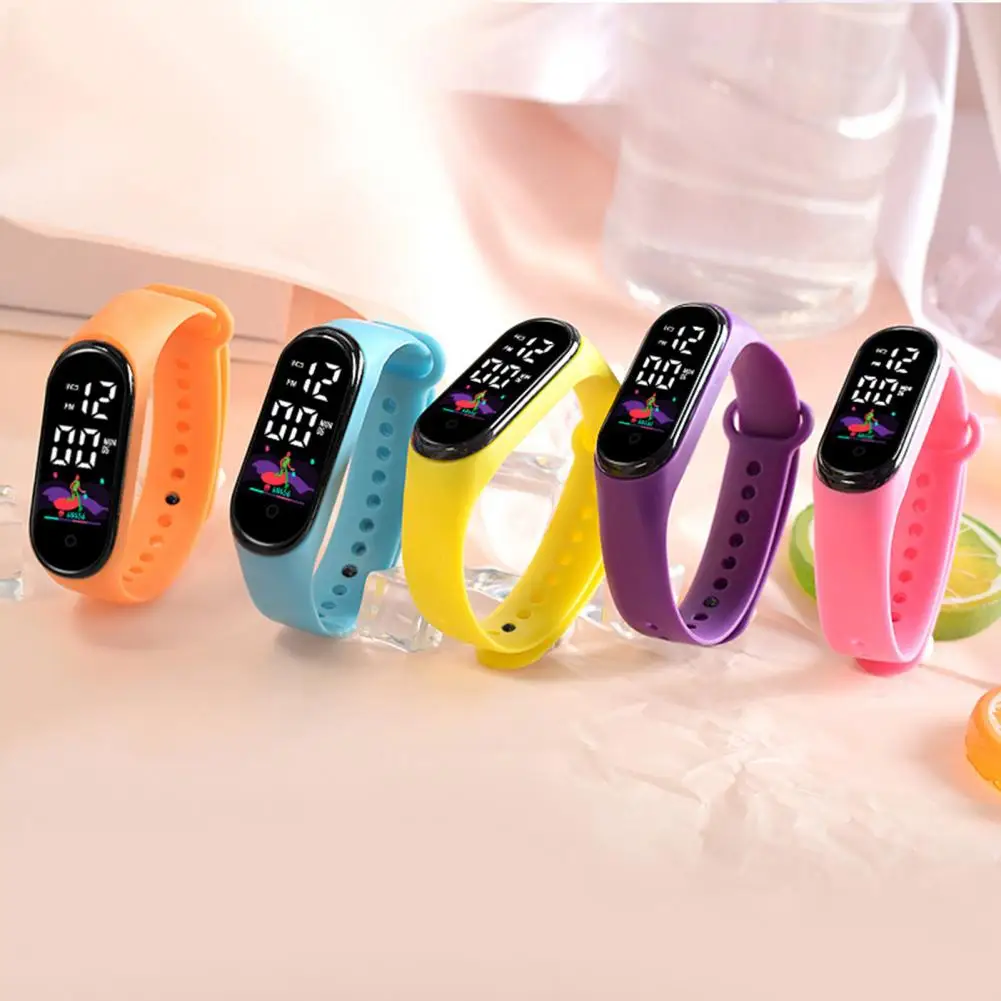 Luminous Sports Bracelet with LED Display Rounded Dial Adjustable Silicone Strap Digital Watch Student Children Electronic Watch