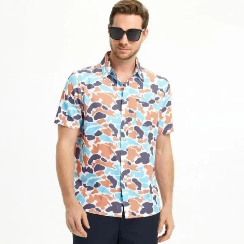 

Гавайский камуфляжный принт irt, воротник на пуговицах, термостойкая искусственная кожа, затягивающая талию, Thiened Fce Seven Sve, длина