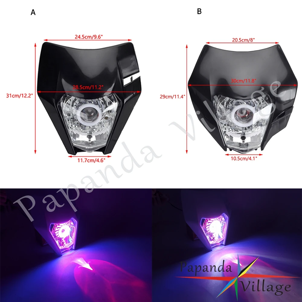 Motorcycle LED Headlight High/Low Beam With Angel Eyes DRL Headlamp For 690 SMC R EU US Orange 250 XC-W TPI US 300 EXC AU FX 350