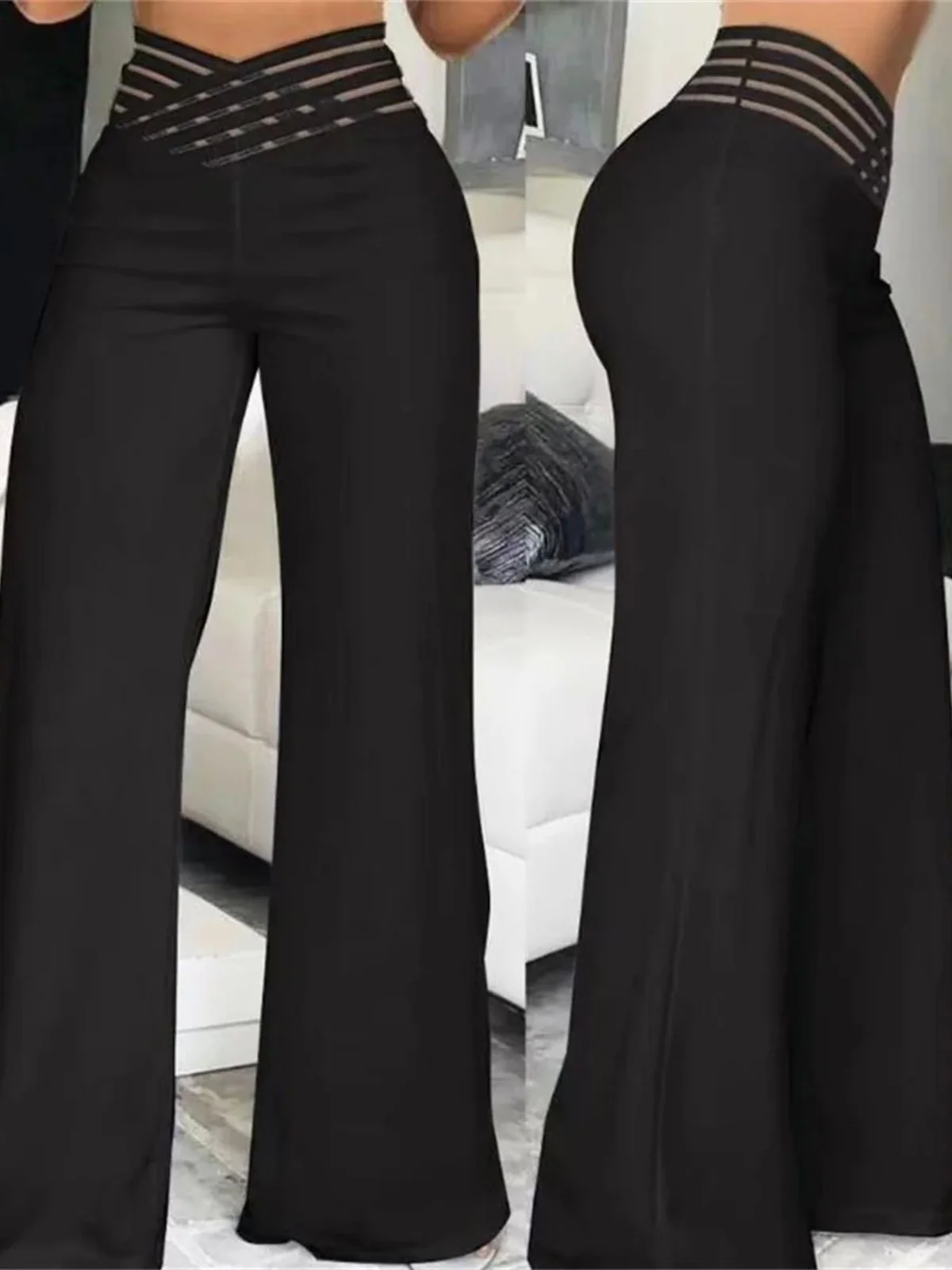 High Waist Casual Loose Pants for Women Straight Leg Long Trousers Comfortable Loose Fit Straight Cut l Waist Long Pants