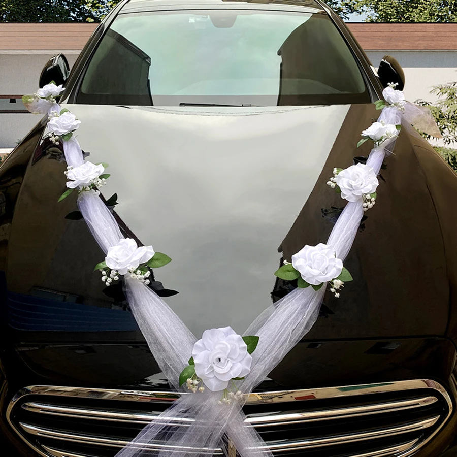 Wedding Car Decorations Suction Cup Wedding Car Decoration Artificial Flowers Bridal Car European Style Wedding Car Flowers