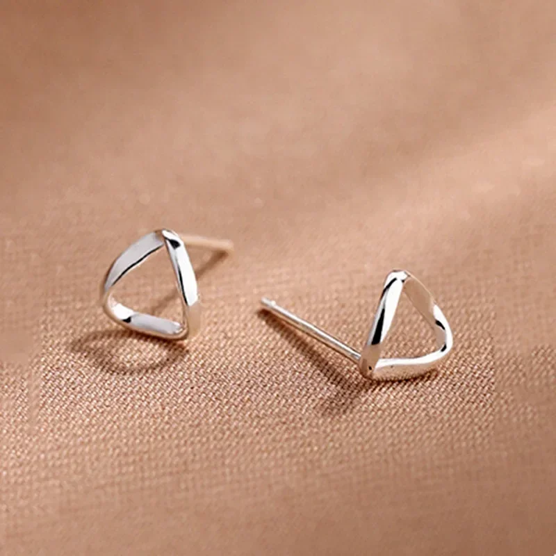 Modian Trendy 100% 925 Sterling Silver Geometric Small Stud Earrings for Women Cute Romantic Sterling Silver Jewelry Gift