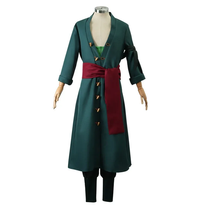 Costume Zoro Cosplay Anime Roronoa Zoro Kostum Two Years Later Halloween Peran Kimono Pakaian Seragam Pesta Set Zoro Outfits