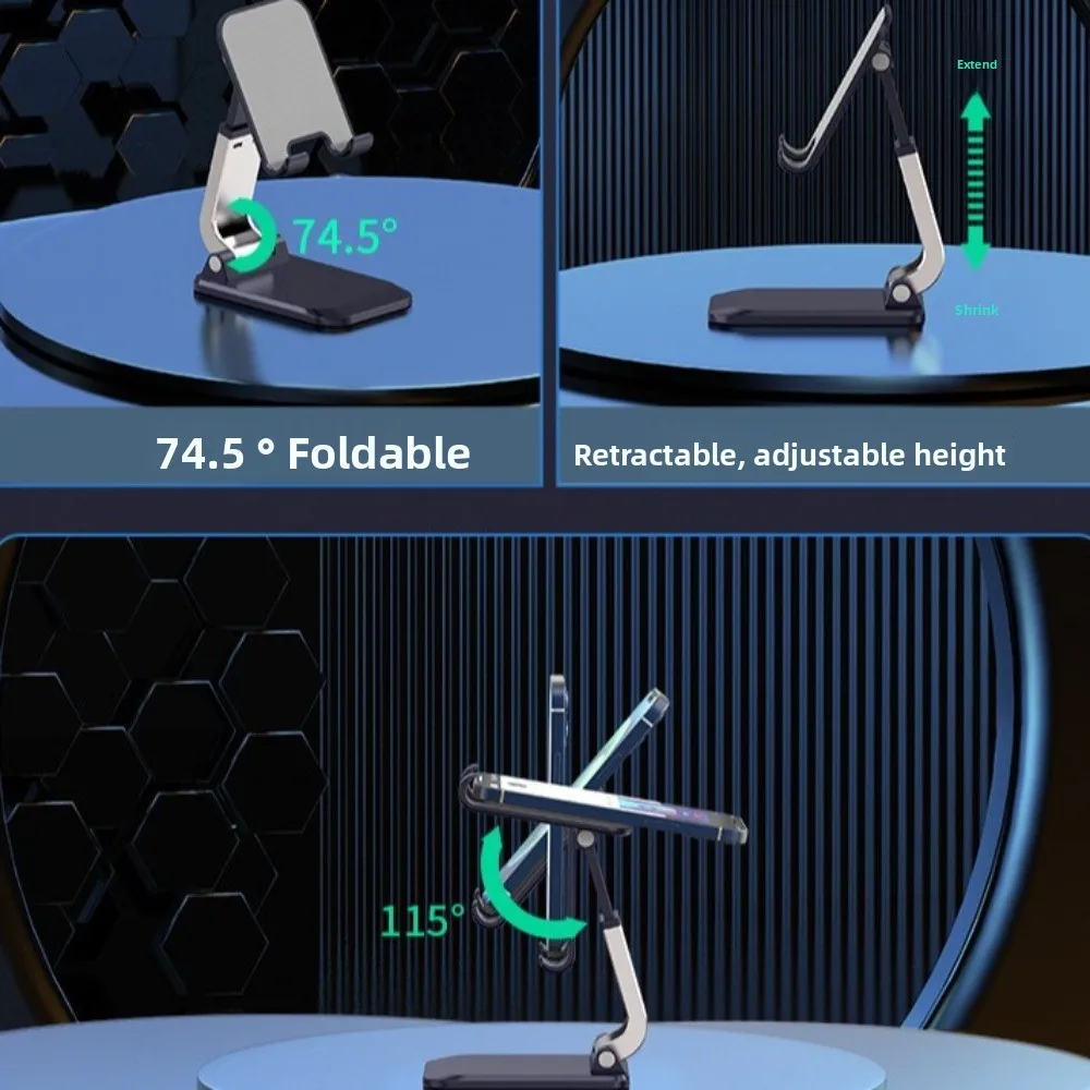 

Universal Retractable Mobile Phone Holder Folding Anti Shaking Desktop Metal Stand Stable Portable Tablet Bracket