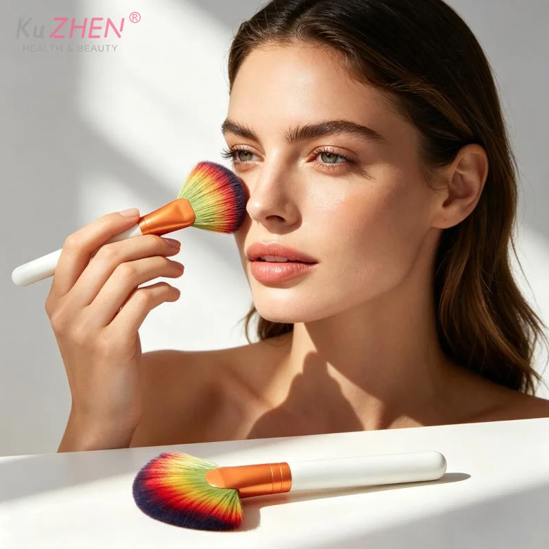 Pinceau de maquillage professionnel à manche en bois et poils en nylon, pour femmes, usage quotidien, pinceau à poudre, pinceau à fond de teint, 1 pièce