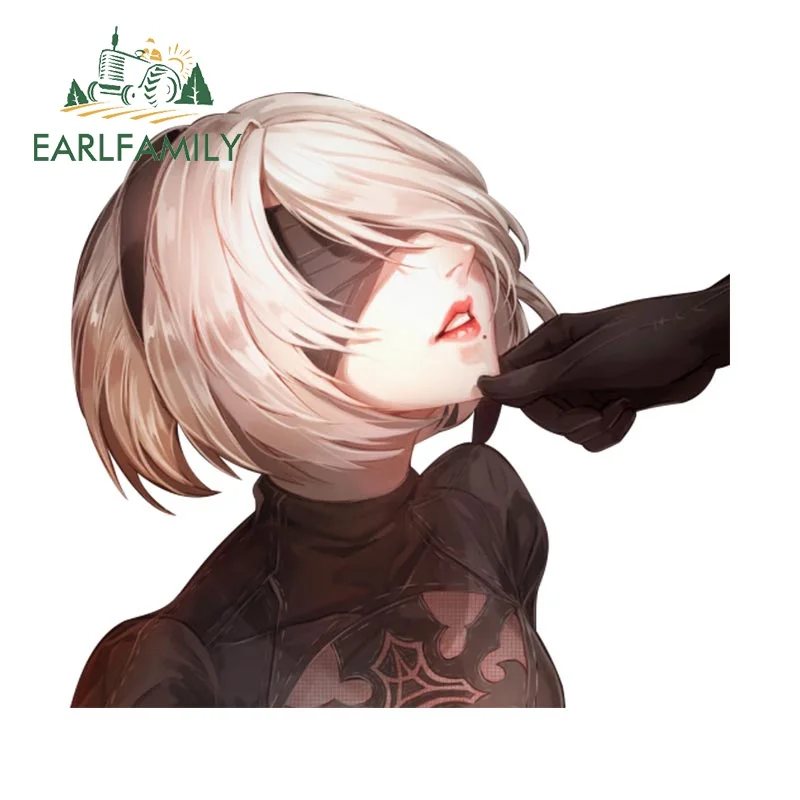 EARLFAMILY Nier 2B Artistic Peeker Car Stickers Popular Anime Game Item Car Styling Waterproof Scooter JDM Custom Printing