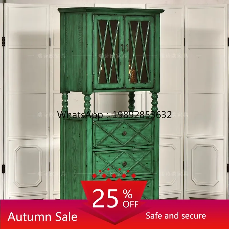 

LYY Sideboard Cabinet Solid Wood Small Apartment Wine Cabinet Living Room Storage Decorative Cabinet