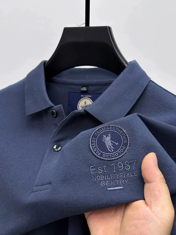 High quality brand short sleeve POLO shirt men's summer flip collar fashionable design embroidered golf top breathable T-shirt