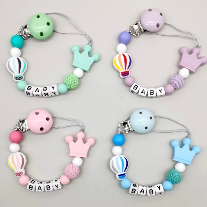 

Baby Personalized Name Silicone Nipple Dummy Holder Pacifier Clip Safe Soother Teething Chain Teether Pacifiers Anti-drop Chain