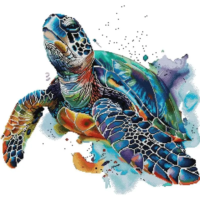 Tartaruga marina colorata animali d\'arte fai da te Kit punto croce 14 16 11CT contati tessuto stampato ricamo fai da te fatto a mano decorazioni per