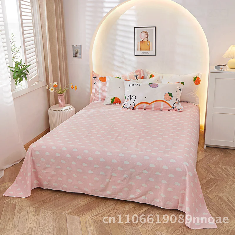 

Cotton Sheets Single 200x230cm Bedding Yellow Striped Floating Flowers Dormitory Bunk Bed Sheets 100% Cotton Twill Weave