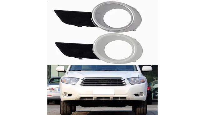 

For Toyota Highlander 2008-2011 Car Accessories Front Bumper Grille Driving Lamp Shell Fog Light Cover Silver White