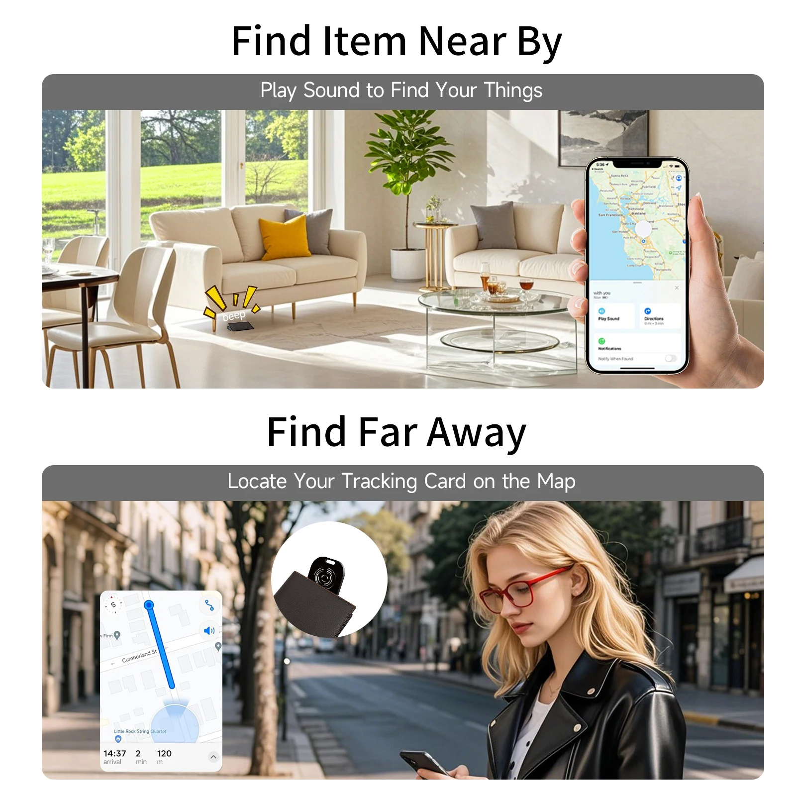 بطاقة تعقب محفظة بلوتوث صغيرة للحيوانات الأليفة للشحن اللاسلكي تعمل مع Apple Find My (iOS فقط) IP68 جهاز تعقب العناصر المقاوم للماء