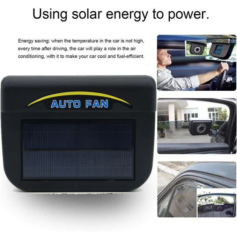Auto Solar Powered Fan Portable Window Windshield Cooler Energy Saving Clean Air Exhaust Cooling Fan Window Ventilador Fan
