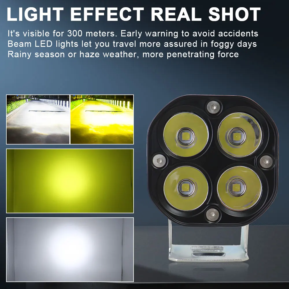 3 Inch LED Headlights Led Work Driving Light White Yellow Combo Spotlights 12V 24V Automotive Fog Lamp For 4x4 Offroad Motor UAZ