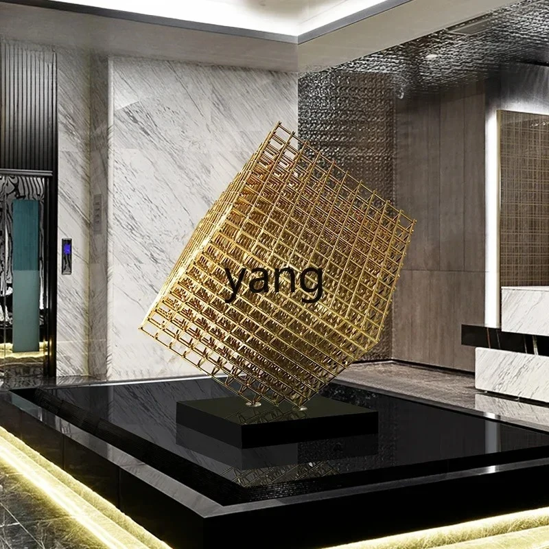 

yjq metal stainless steel geometric sculpture light luxury device large soft floor ornament