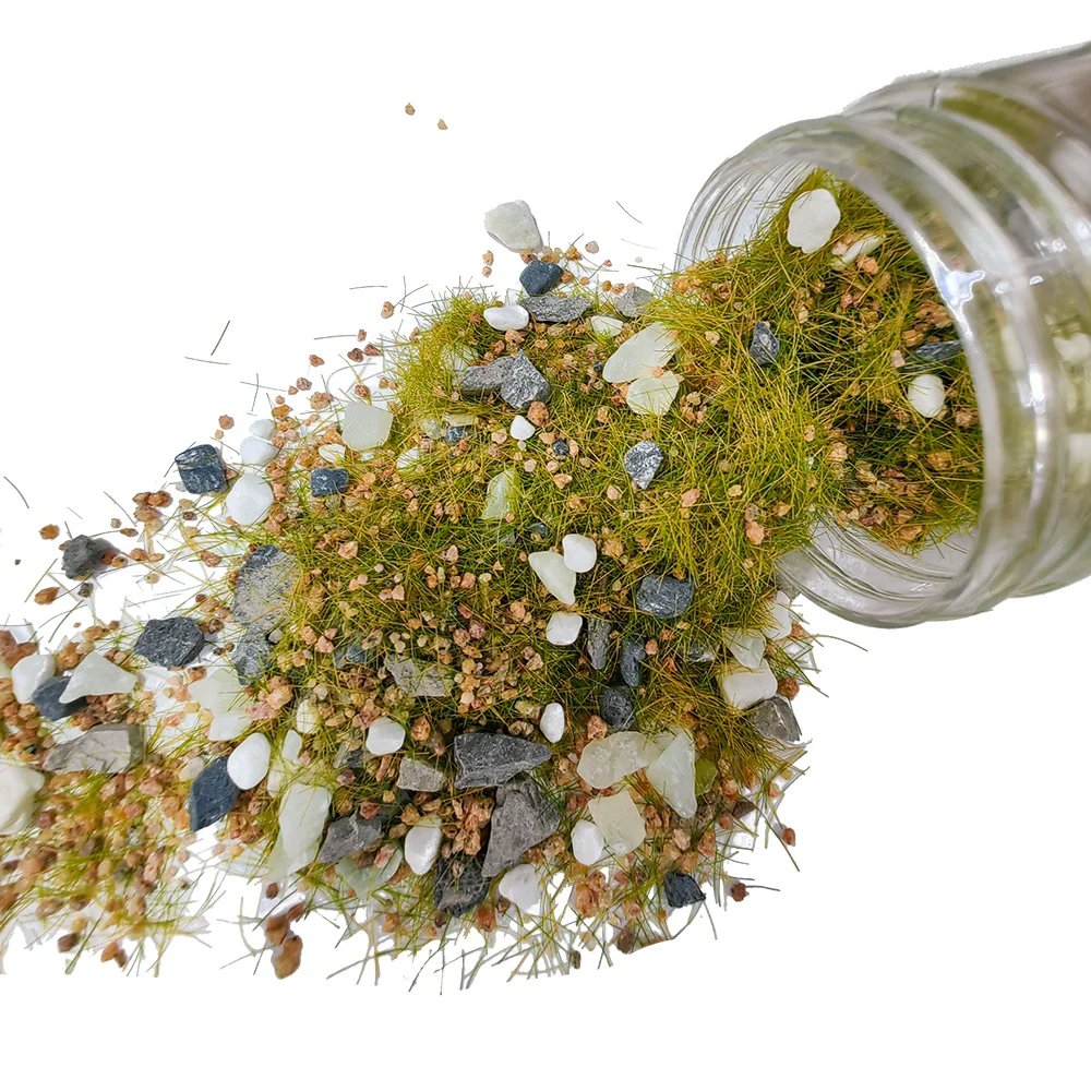 50g/110g Diy Static Grass Terrain Powder Model with Stone Ho N Scale Military Wargame Scene Diorama Garden Decor Model Making