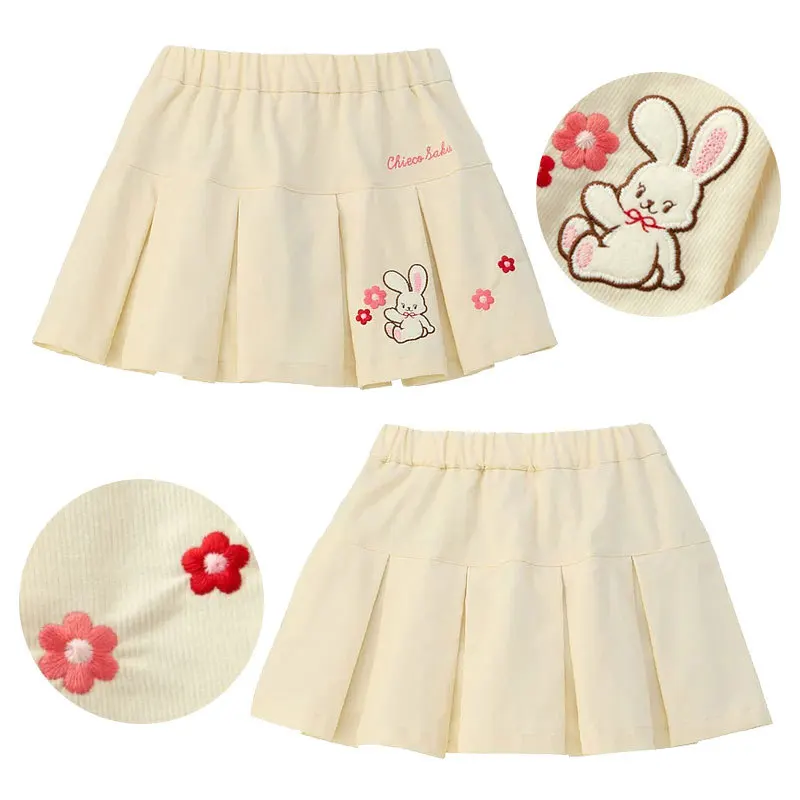 

Юбка для девочек, японский мультфильм, милый маленький кролик, вельветовая плиссированная юбка с цветочной вышивкой