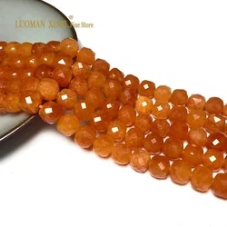 8x8MM Faceted Square Natural Stone Chalcedony Orange Sunstone Color Beads Loose Cube for Jewelry Making Diy Bracelet Accessories