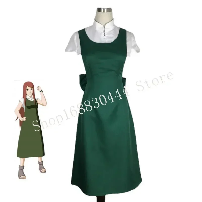 

Anime Uzumaki Mother Uzumaki Kushina Cosplay Costume For Halloween Carnival Chrismas Fancy Party Dress Apron Bow Suit Shirt