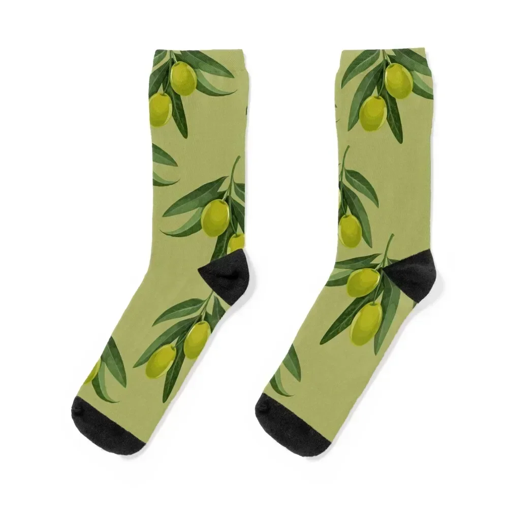 olives and leaves Socks christmas gift gifts golf retro Woman Socks Men's Stockings Rugby warm winter Male Socks Women's