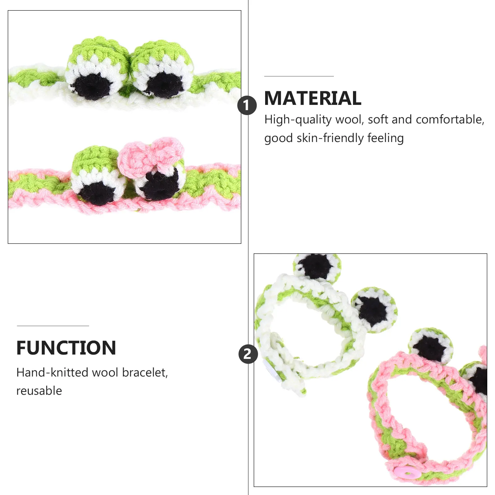 2 Pcs 아기 원사 팔찌 뜨개질 양모 동물 슬랩 팔찌 어린이를위한 사랑스러운 유아