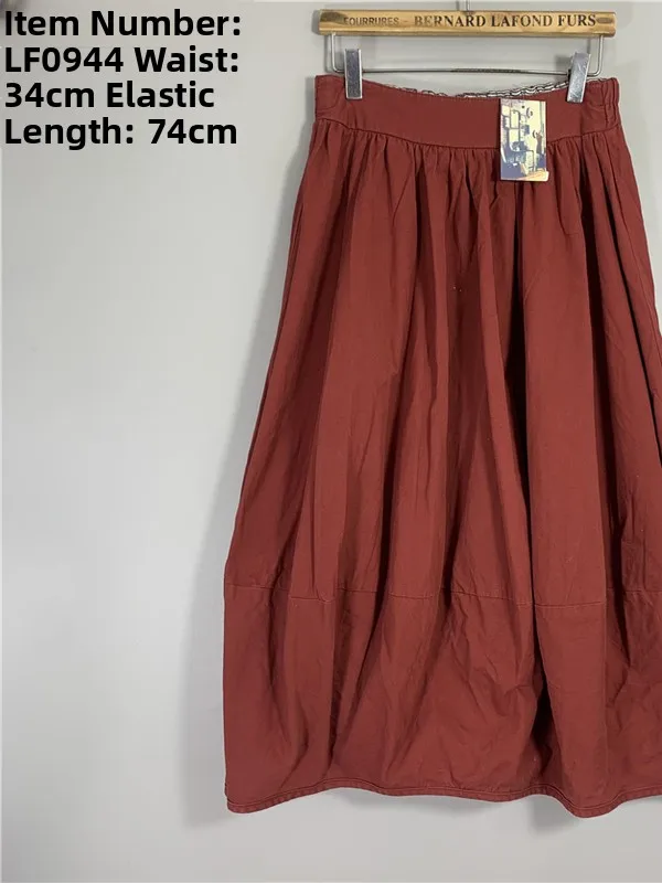 

Vintage High Waist A-Line Skirt Cotton Plaid Mid-Length Spring Summer Commute Pure Color Skirts Women's High Waist